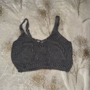 SHEIN Gray Ribbed Knit Top